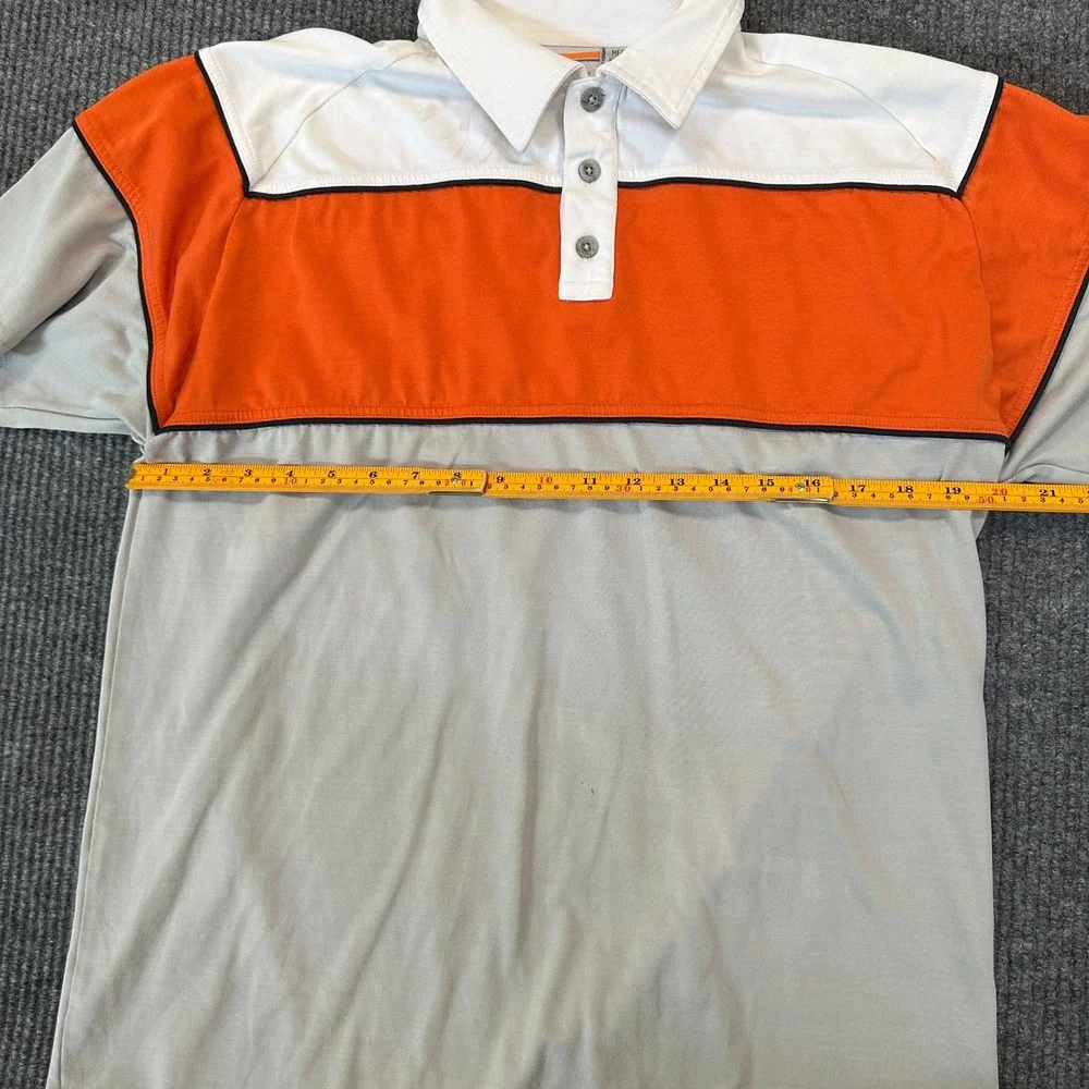 No Fear Mens Colorblock Polo Shirt Medium Grey Orange White Y2K Skater Style